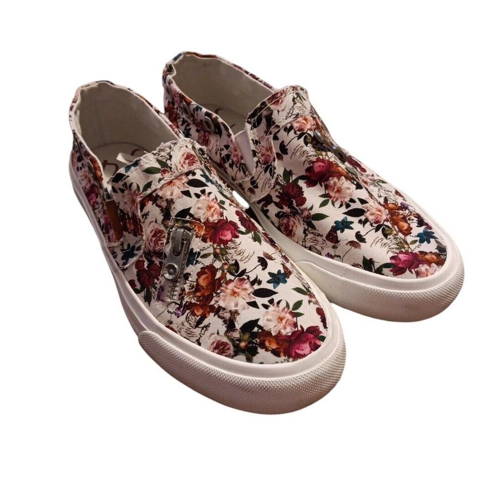 Blowfish Malibu Mariachi Women's Sz 7.5M Floral Zip Decor Slip On Sneakers Shoes